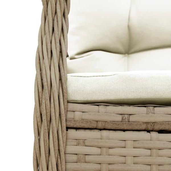 ARDEBO.de - 7-tlg. Garten-Essgruppe mit Kissen Beige Poly Rattan