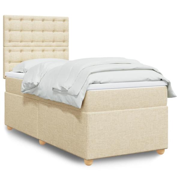 ARDEBO.de - Boxspringbett mit Matratze Creme 100x200 cm Stoff