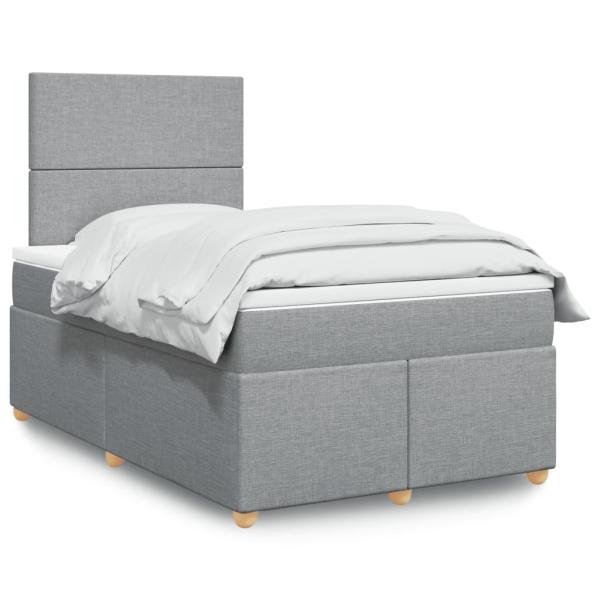 ARDEBO.de - Boxspringbett mit Matratze Hellgrau 120x190 cm Stoff
