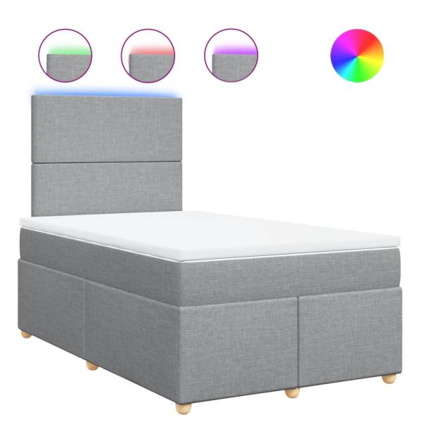 Boxspringbett mit Matratze Hellgrau 120x190 cm Stoff