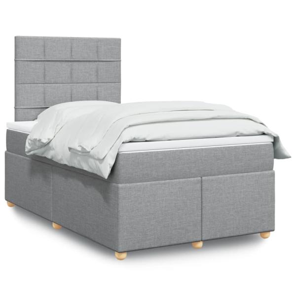 ARDEBO.de - Boxspringbett mit Matratze Hellgrau 120x190 cm Stoff