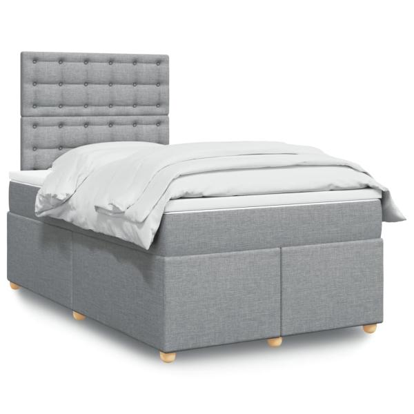 ARDEBO.de - Boxspringbett mit Matratze Hellgrau 120x190 cm Stoff