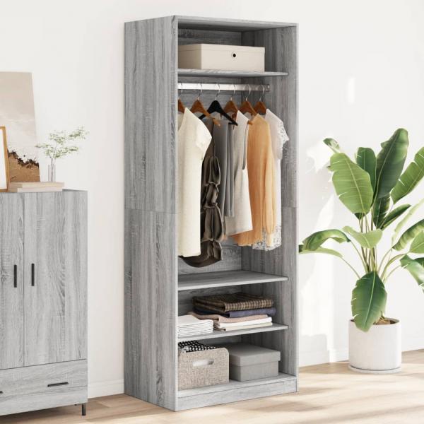 ARDEBO.de - Kleiderschrank Grau Sonoma 80x50x200 cm Holzwerkstoff