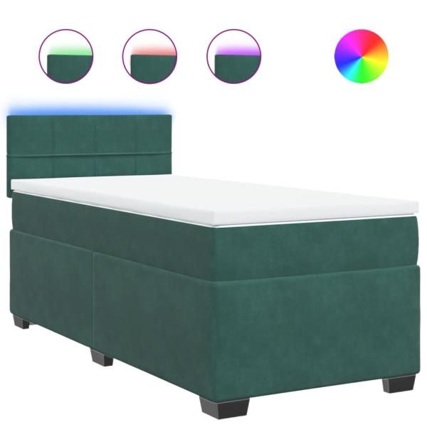 Boxspringbett mit Matratze Dunkelgrün 100x200 cm Samt