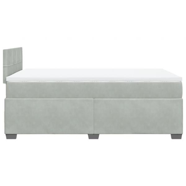 Boxspringbett mit Matratze Hellgrau 120x200 cm Samt