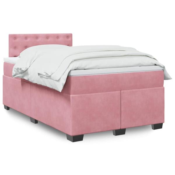 ARDEBO.de - Boxspringbett mit Matratze Rosa 120x190 cm Samt