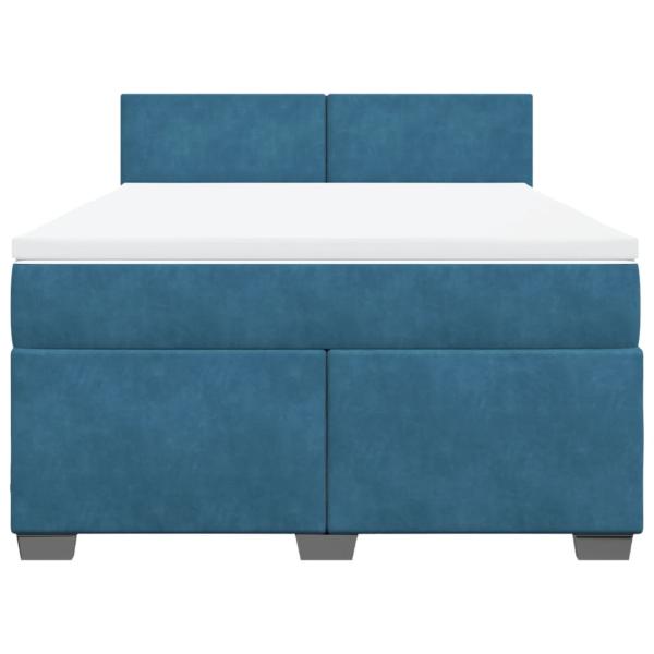 Boxspringbett mit Matratze Blau 160x200 cm Samt
