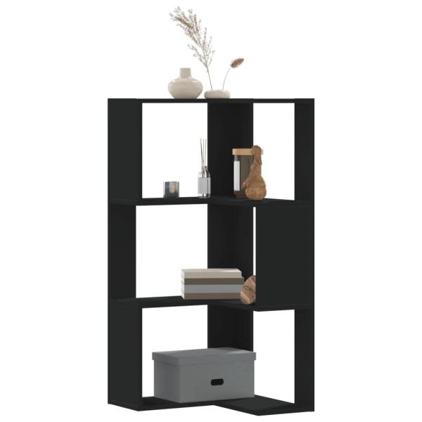 ARDEBO.de - Eck-Bücherregal 3 Böden Schwarz 50x50x102 cm Holzwerkstoff