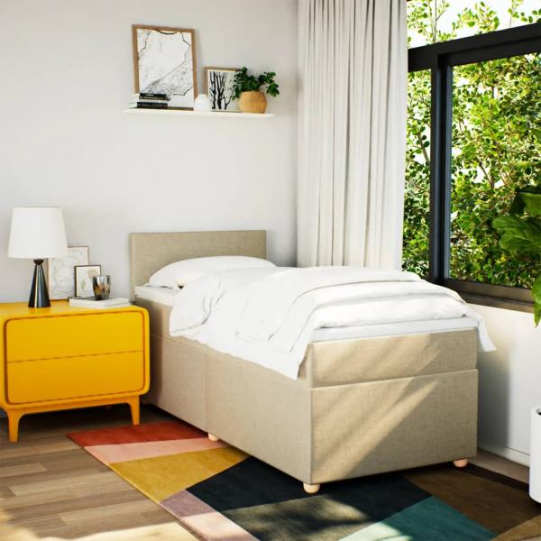 Boxspringbett mit Matratze Creme 80x200 cm Stoff