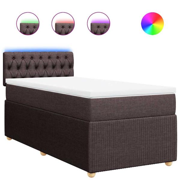 Boxspringbett mit Matratze Dunkelbraun 90x190 cm Stoff