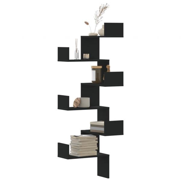 ARDEBO.de - Wand-Eckregal Schwarz 45x45x147 cm Holzwerkstoff