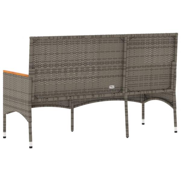 Gartenbank 3-Sitzer mit Kissen Grau Poly Rattan