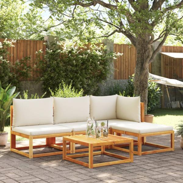 ARDEBO.de - 5-tlg. Garten-Sofagarnitur mit Kissen Massivholz Akazie
