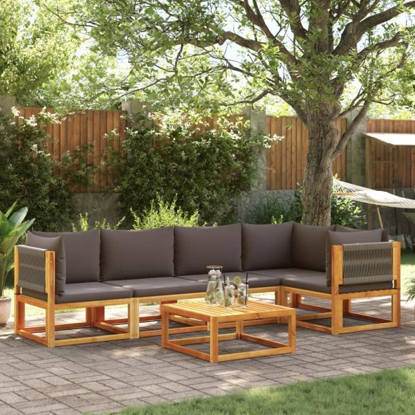 ARDEBO.de - 6-tlg. Garten-Sofagarnitur mit Kissen Massivholz Akazie