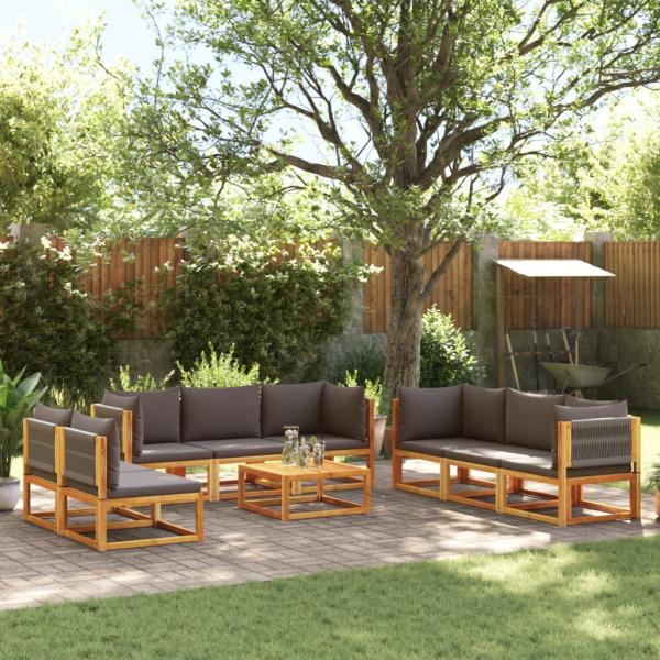 ARDEBO.de - 9-tlg. Garten-Sofagarnitur mit Kissen Massivholz Akazie