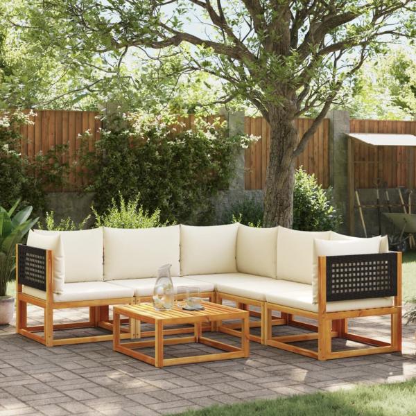 ARDEBO.de - 6-tlg. Garten-Sofagarnitur mit Kissen Massivholz Akazie