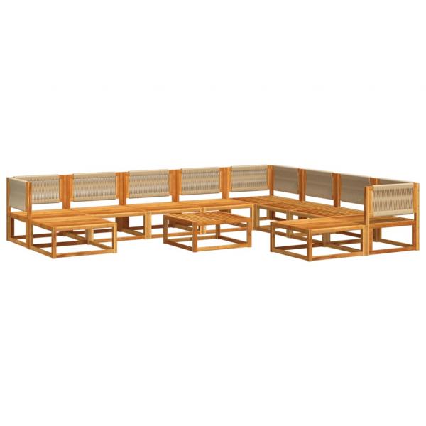 11-tlg. Garten-Sofagarnitur mit Kissen Massivholz Akazie