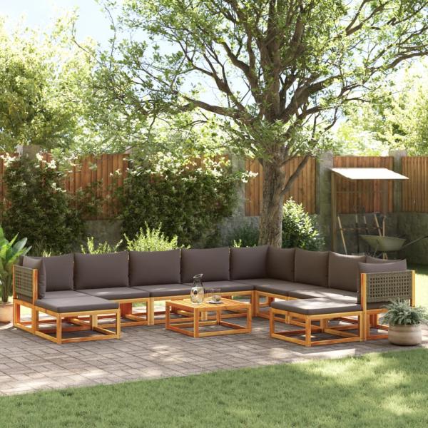 ARDEBO.de - 11-tlg. Garten-Sofagarnitur mit Kissen Massivholz Akazie