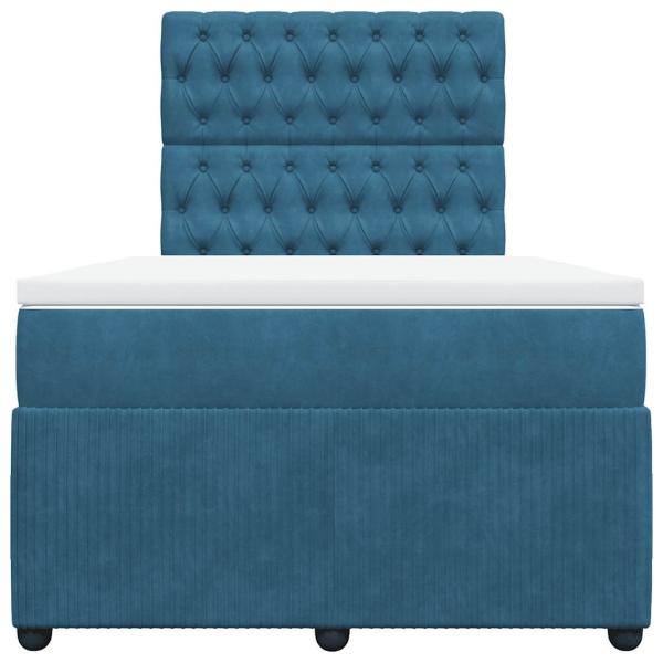 ARDEBO.de - Boxspringbett mit Matratze Blau 120x190 cm Samt