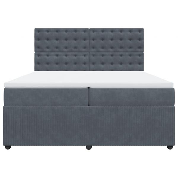 Boxspringbett mit Matratze Dunkelgrau 200x200 cm Samt