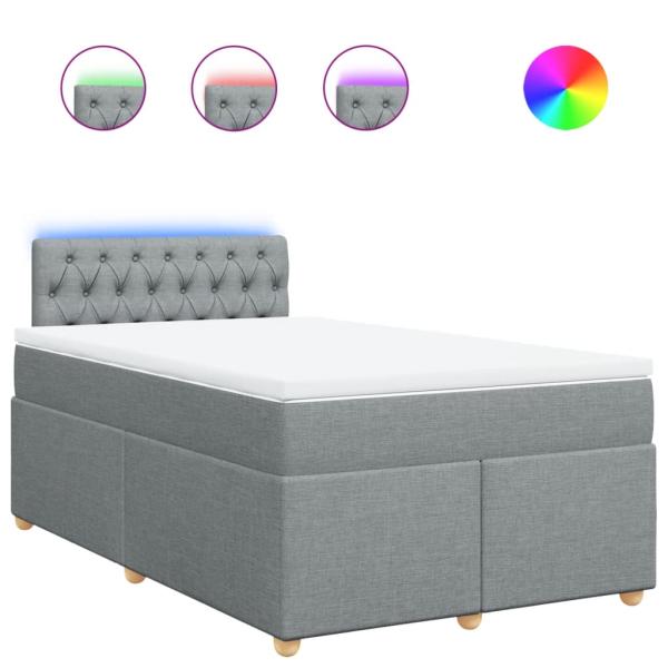 ARDEBO.de - Boxspringbett mit Matratze Hellgrau 120x200 cm Stoff