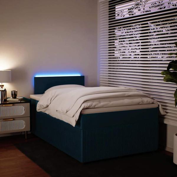 ARDEBO.de - Boxspringbett mit Matratze Blau 120x190 cm Samt