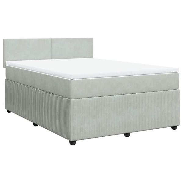 Boxspringbett mit Matratze Hellgrau 140x190 cm Samt