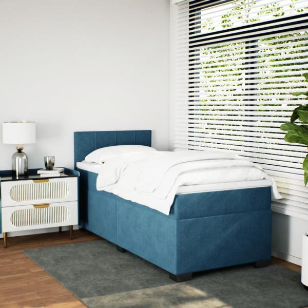 Boxspringbett mit Matratze Blau 80x200 cm Samt