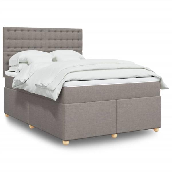 ARDEBO.de - Boxspringbett mit Matratze Taupe 140x200 cm Stoff