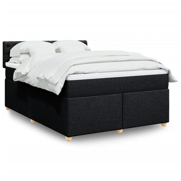 ARDEBO.de - Boxspringbett mit Matratze Schwarz 140x200 cm Stoff