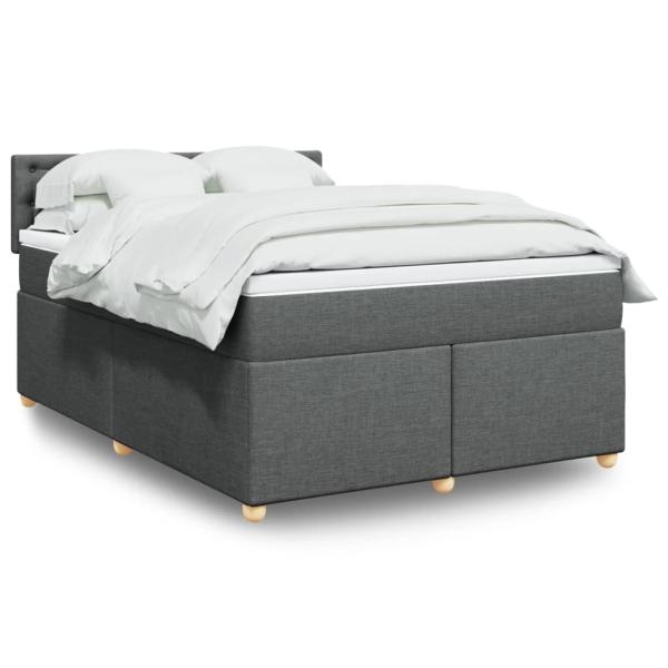 ARDEBO.de - Boxspringbett mit Matratze Dunkelgrau 160x200 cm Stoff