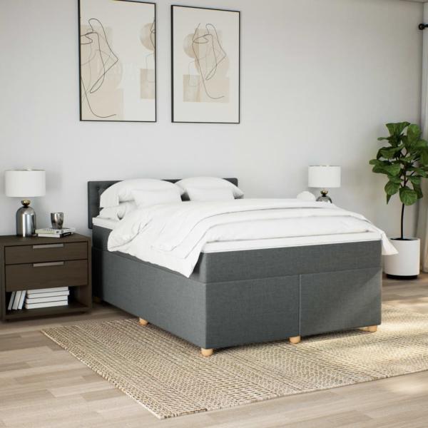 Boxspringbett mit Matratze Dunkelgrau 160x200 cm Stoff