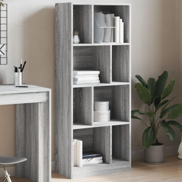 ARDEBO.de - Bücherregal Grau Sonoma 57x28,5x141 cm Holzwerkstoff