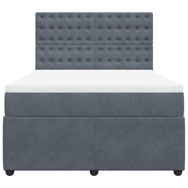 Boxspringbett mit Matratze Dunkelgrau 140x200 cm Samt