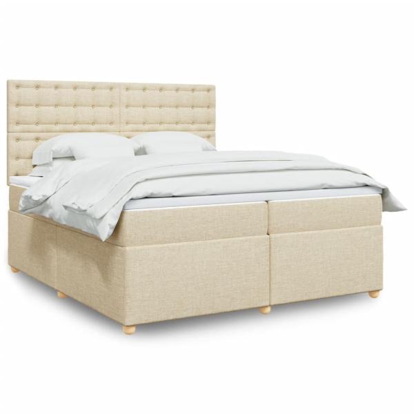 ARDEBO.de - Boxspringbett mit Matratze Creme 200x200 cm Stoff
