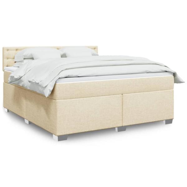 ARDEBO.de - Boxspringbett mit Matratze Creme 180x200 cm Stoff