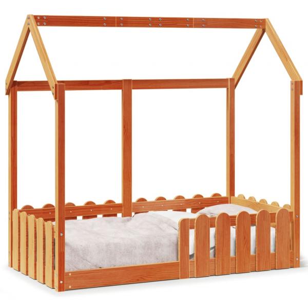 ARDEBO.de - Kinderbett Hausbett Wachsbraun 70x140 cm Kiefer