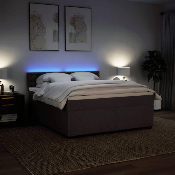 ARDEBO.de - Boxspringbett mit Matratze Dunkelbraun 180x200 cm Stoff