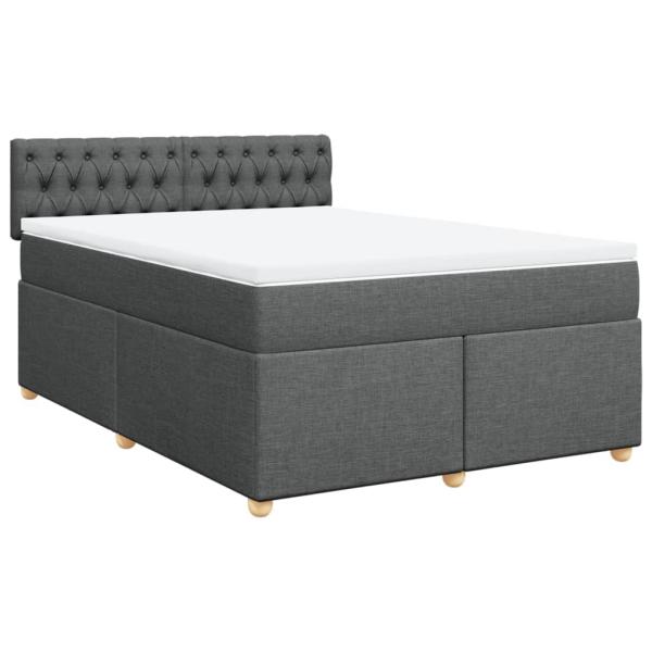 ARDEBO.de - Boxspringbett mit Matratze Dunkelgrau 140x190 cm Stoff