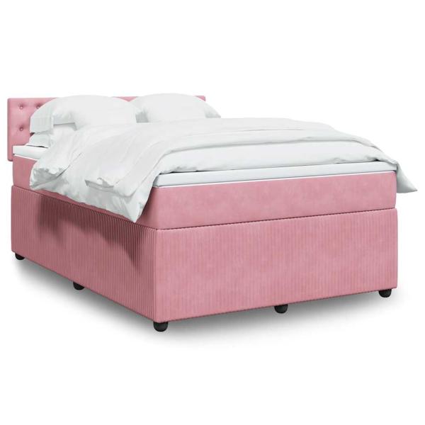 ARDEBO.de - Boxspringbett mit Matratze Rosa 140x200 cm Samt