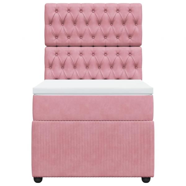 Boxspringbett mit Matratze Rosa 100x200 cm Samt