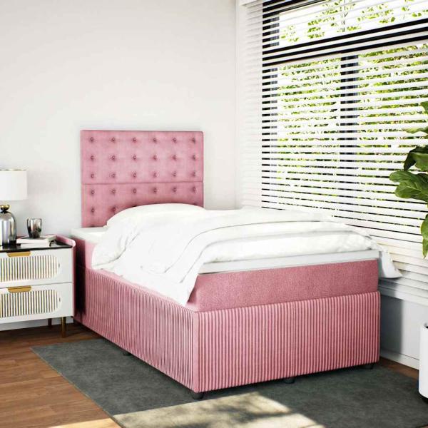 Boxspringbett mit Matratze Rosa 120x190 cm Samt