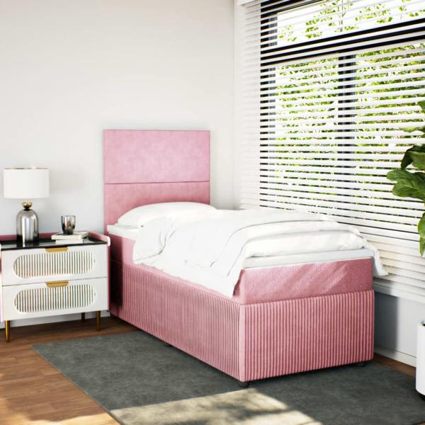 ARDEBO.de - Boxspringbett mit Matratze Rosa 80x200 cm Samt