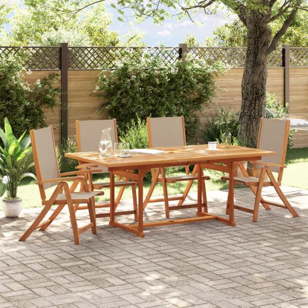 ARDEBO.de - Gartenstühle 4 Stk. Klappbar Massivholz Akazie und Textilene