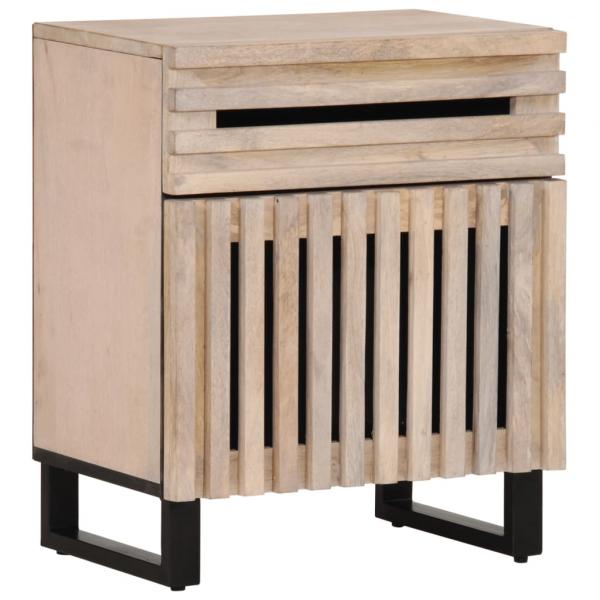 ARDEBO.de - Nachttisch Weiß 50x34x60 cm Massivholz Mango