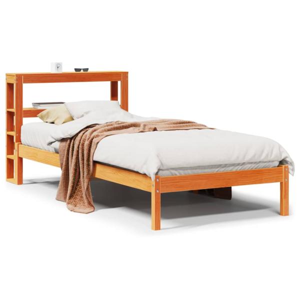 Bettgestell mit Kopfteil ohne Matratze Wachsbraun 75x190 cm