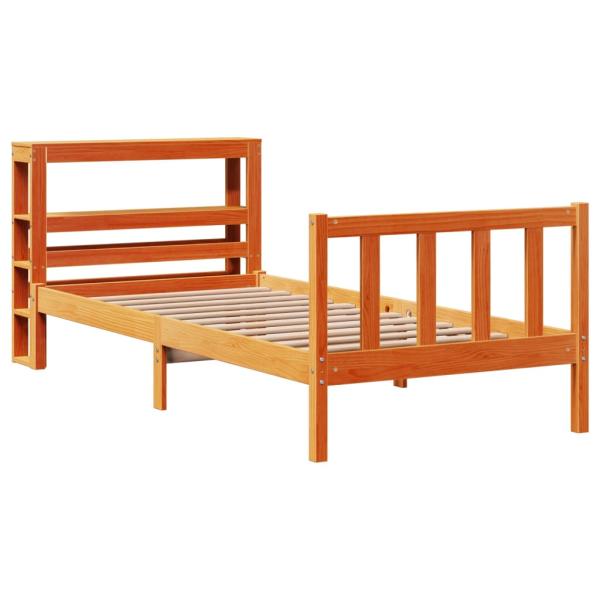 Bettgestell mit Kopfteil ohne Matratze Wachsbraun 90x190 cm