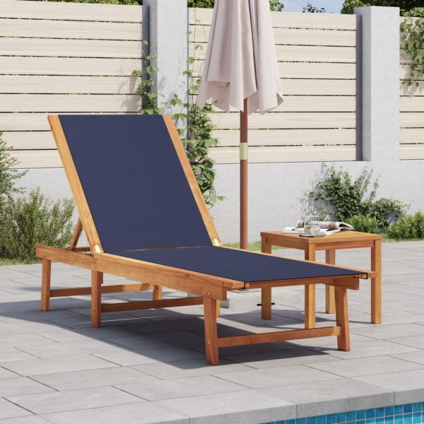 ARDEBO.de - Sonnenliege mit Tisch Blau Massivholz Akazie und Textilene