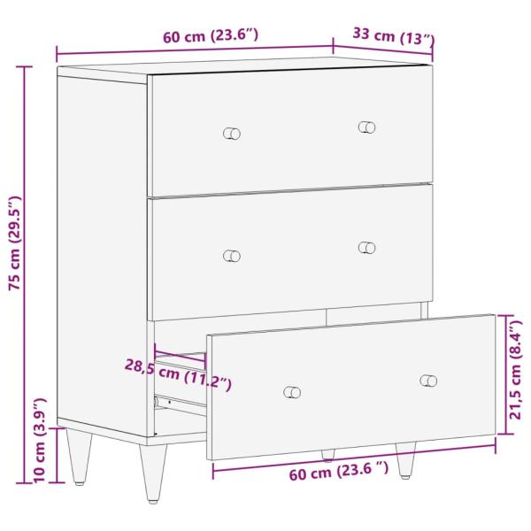 Beistellschrank 60x33x75 cm Massivholz Mango