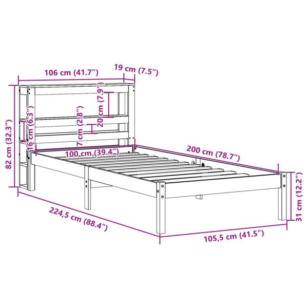 Massivholzbett ohne Matratze 100x200 cm Kiefernholz